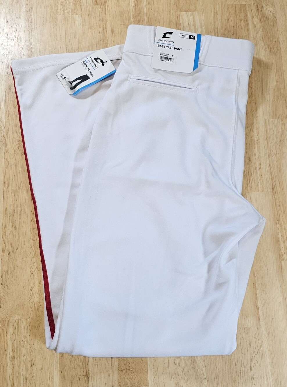 Baseball Pants with Red Side Stripe - Men’s Medium Size